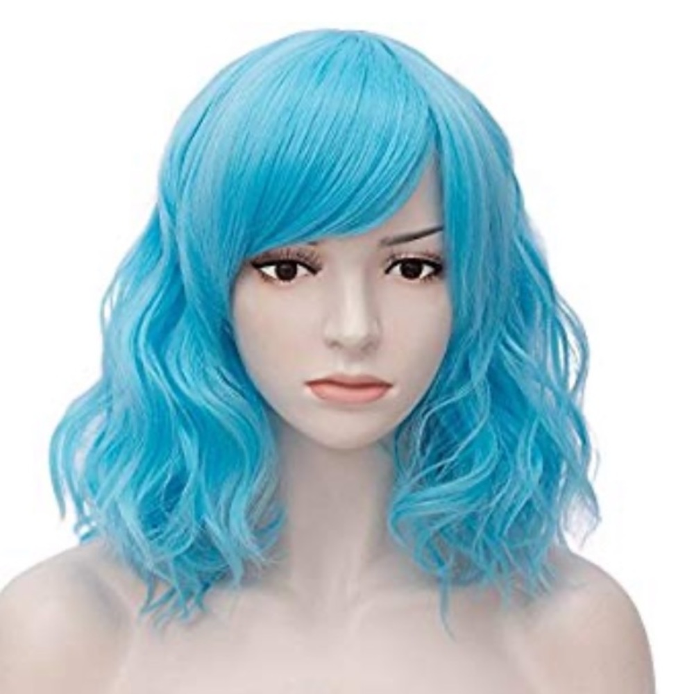 Blue wig.
